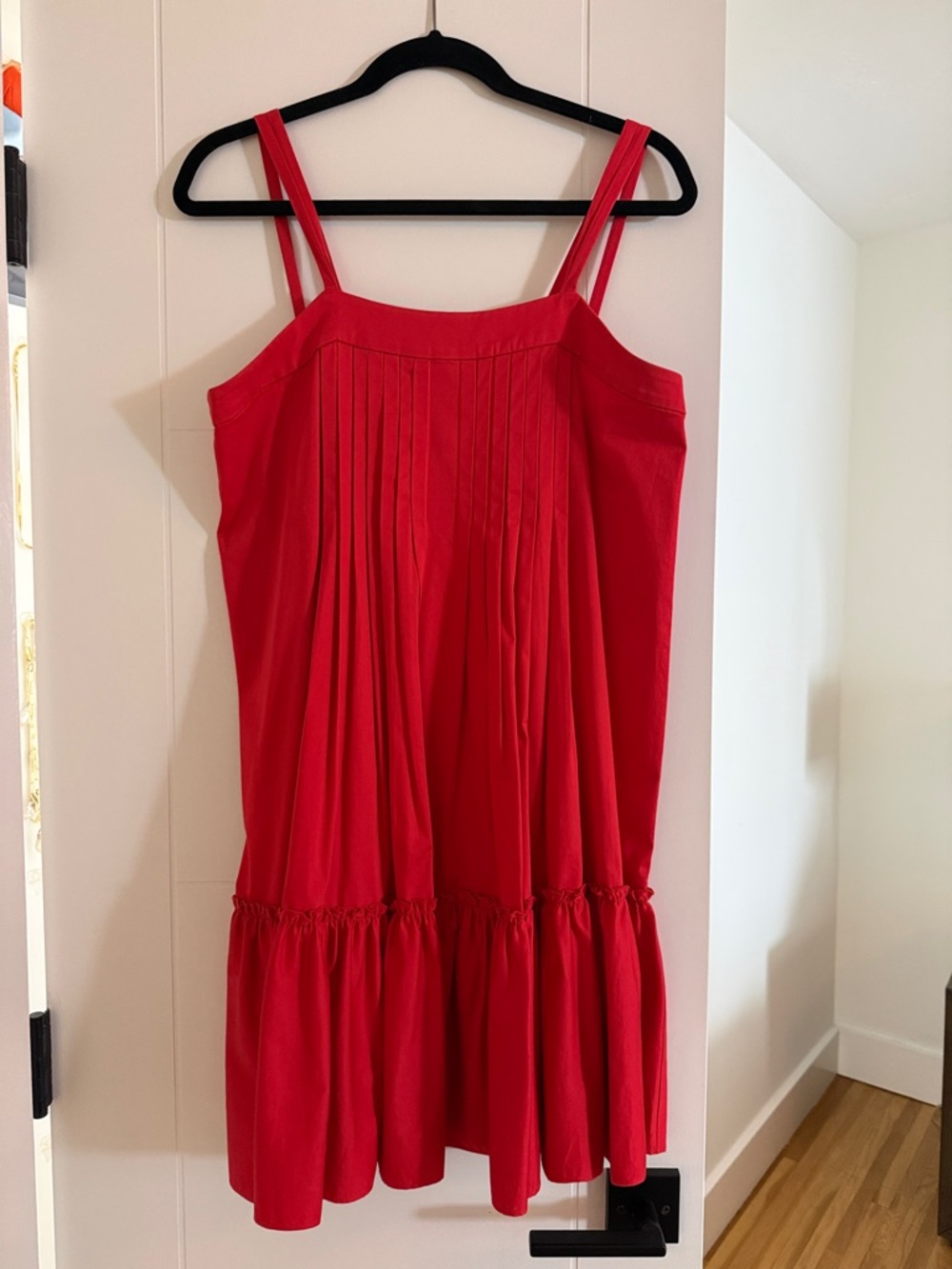 Alexis Red Pleated Spaghetti-Strap Sundress